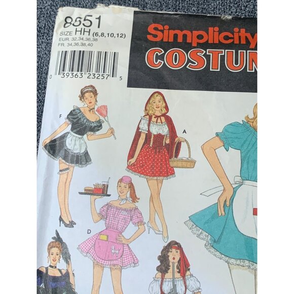 Simplicity Misses Costumes Naughty Nurse Maid Car Hop Gypsy Sew Pattern sz 6-12 - Picture 2 of 4